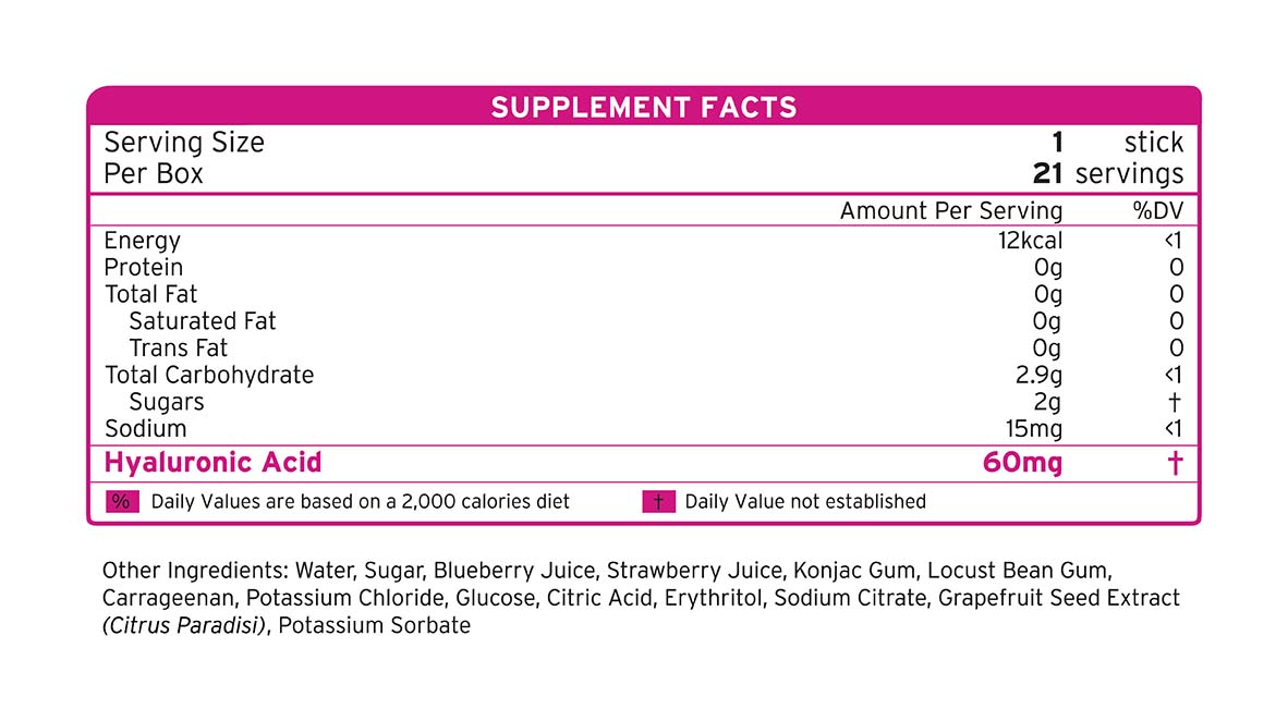 HA Jelly supplement facts